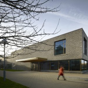 The external facade of the colyer furgusson building is shown,
